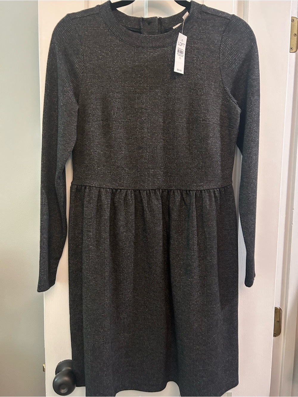 LOFT Charcoal Gray Long Sleeve Knit Dress